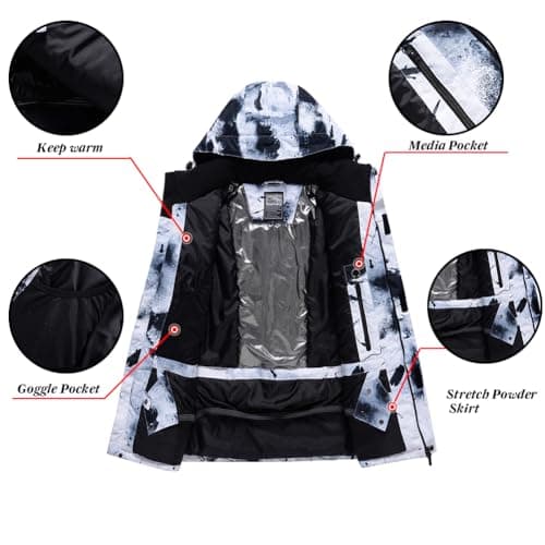 RIUIYELE Men's Insulated Waterproof Ski Suit Winter Skiing Snowboard Jacket Pants Set