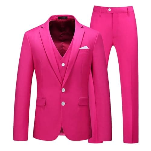 MUGU Mens Slim Fit Pure Color Tuxedo 3 Piece Suit for Wedding Prom