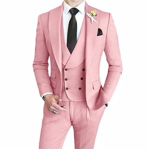 AufewB Men's Elegant Solid One-Button Slim Fit Party Suit Set