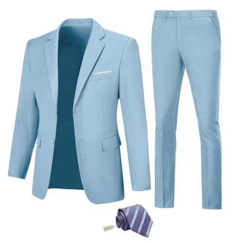 Fesenbo Men's Slim Fit 2-Piece Business Suit Blazer and Pants for Prom and Weddings