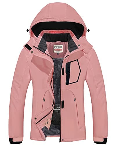Women's Waterproof Winter Ski Jacket with Detachable Hood