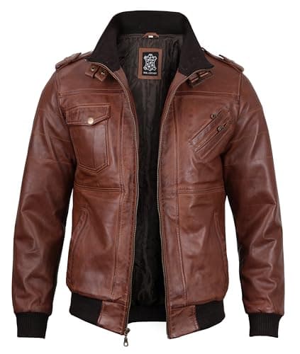 Blingsoul Men's Real Lambskin Leather Bomber Jacket With Hood
