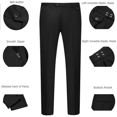 WULFUL Men's Slim Fit 3-Piece Tuxedo Suit Set Black/Grey