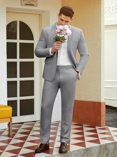WEEN CHARM Men's Slim Fit 2-Piece Two Button Blazer Suit for Wedding Prom