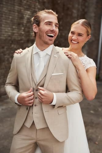 Wangyue Mens Slim Fit 3-Piece Prom Wedding Suit with Blazer Vest Pant