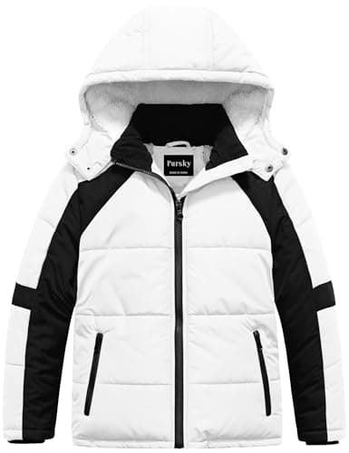 Pursky Boys' Warm Winter Water Resistant Sherpa Puffer Coat With Hood