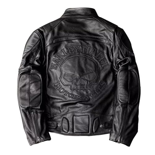Men's Genuine Cowhide Motorcycle Jacket with Stand Collar