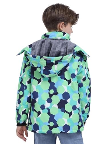 MoFiz Boys Waterproof Winter Hooded Ski Jacket with Zip Pockets