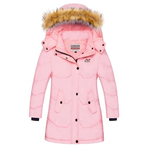 WULFUL Girl's Winter Waterproof Down Puffer Jacket with Warm Hood
