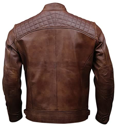 Men's Genuine Leather Biker Jacket | Black Vintage Brown Distressed