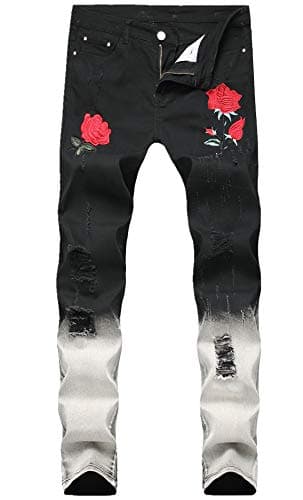 Slim Fit Ripped Distressed Stretch Jeans for Men