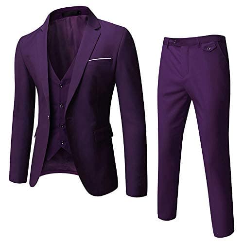 WULFUL Men’s Slim Fit 3-Piece Suit: Blazer, Vest & Pants for Business and Weddings