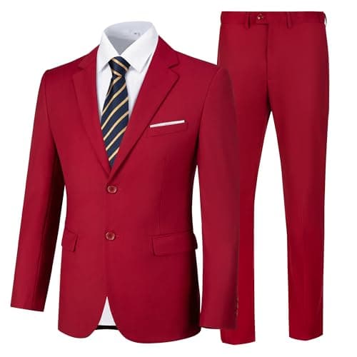 Amyox Men's Slim Fit Two Piece Wedding Prom Suit Jacket & Pants Set