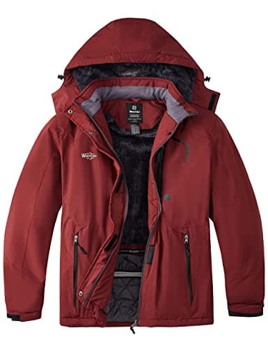 wantdo Women's Plus Size Waterproof Ski Jacket Winter Warm Hooded Coat