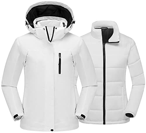 PTSOC Women's 3-in-1 Ski and Hike Jacket - Waterproof, Windproof, Warm Winter Snow Coat