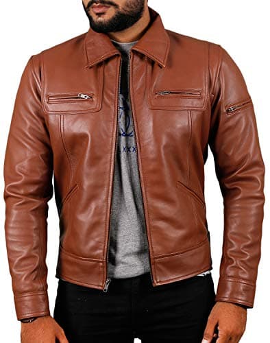 Laverapelle Men's Genuine Lambskin Leather Black Biker Jacket