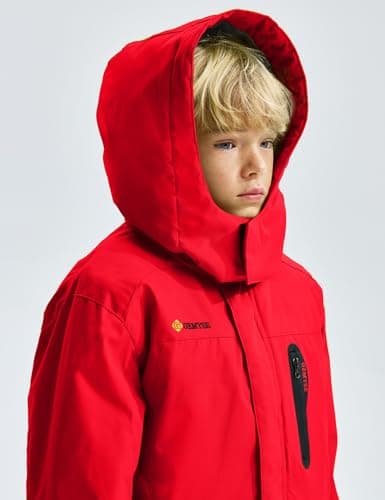 GEMYSE Boy's Waterproof Winter Snow Jacket with Hood and Fleece Liner