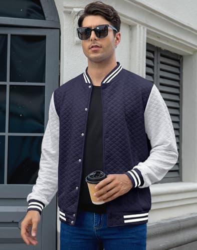 Mens Lightweight Causal Waffle Bomber Jacket