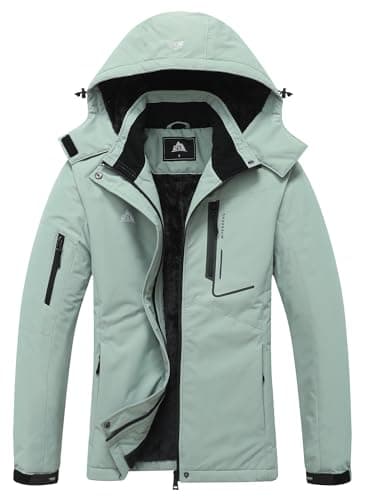 MOERDENG Women's Warm Waterproof Ski Coat with Hood