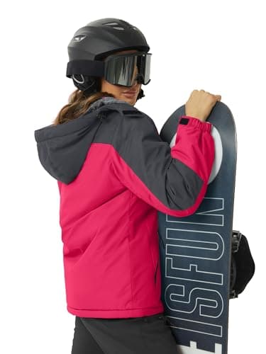 TACVASEN Women's Winter Waterproof Ski Jacket with Hood and Fleece Liner