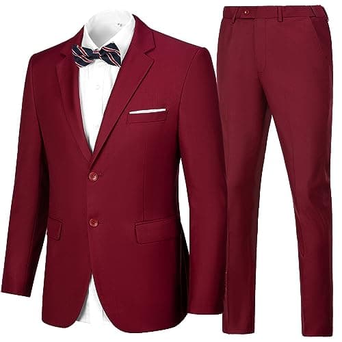 CAZUOYI Mens Slim Fit Prom & Business 2-Piece Suit Jacket & Pants Set