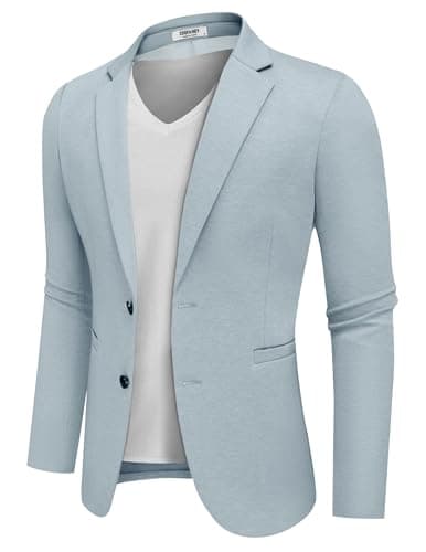 COOFANDY Men's Casual Two-Button Knit Blazer Lightweight Sport Coat Suit Jacket