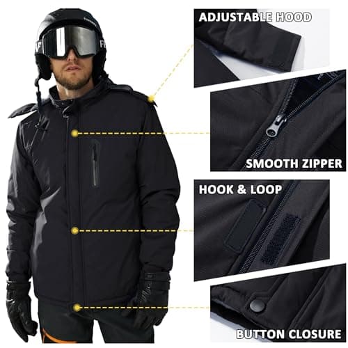 TACVASEN Men's Winter Warm Ski Snowboard Fleece Jacket Windproof Hooded