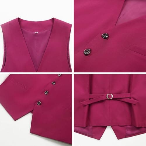 HIGAKI Men's Slim Fit 3-Piece Tuxedo Set, One Button Jacket Pants