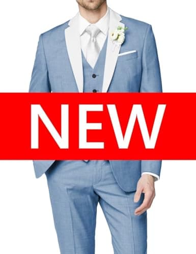 HUUTOE Men's Slim Fit Wedding Groomsmen Tuxedo Set Blazer Jacket Pants