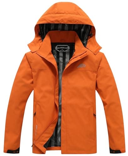OTU Men's Lightweight Waterproof Hooded Rain Jacket for Hiking Travel