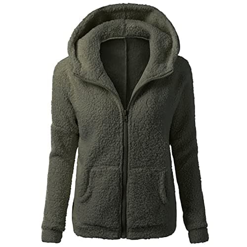 YMADREIG Women's 2023 Winter Fuzzy Fleece Zip-Up Hoodie Coats Plus Size Warm