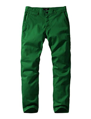 32 Size Men's Slim-Tapered Flat Front Grass Green Casual Pants