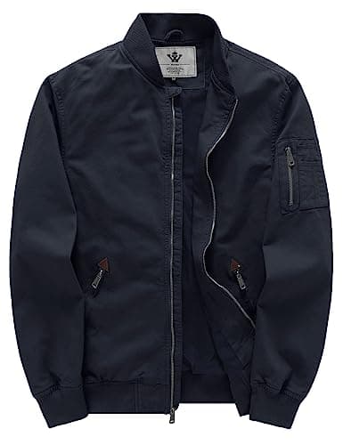 WenVen Men's Lightweight Cotton Flight Bomber Jacket