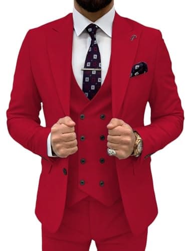 TIJOFA Men's Classic Double Breasted Suit for Wedding & Formal Events