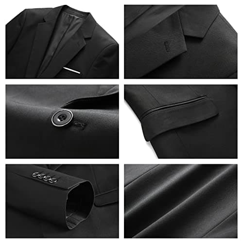 KUDMOL Men's Slim Fit 3-Piece Solid Suit Blazer Vest & Pant Set for Business Wedding Formal Prom