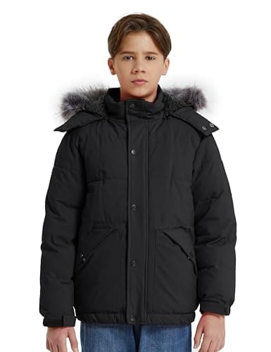 Wantdo Boys' Winter Waterproof Puffer Coat - Warm Fleece Jacket