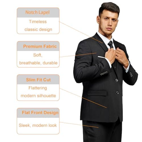 Men's 3 Piece Slim Fit Suit with Jacket, Vest, Pants, and Tie