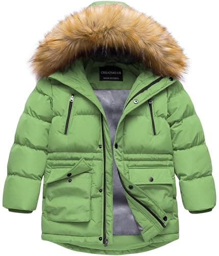 Creatmo US Boy's Winter Water Resistant Hooded Puffer Jacket