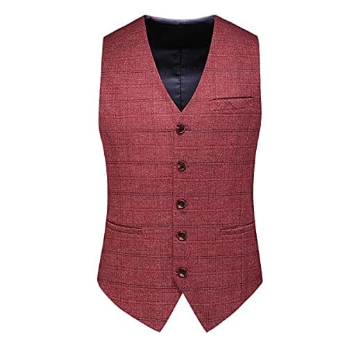 KUDORO Men's Slim Fit Tweed Plaid Suit Tuxedo Set