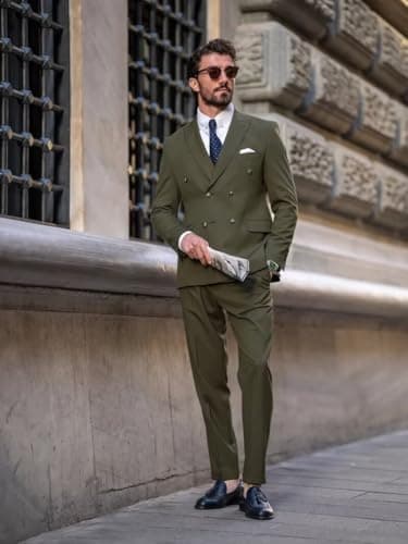 Double Breasted Suit Men Slim Fit 2 Piece Wedding Prom Set