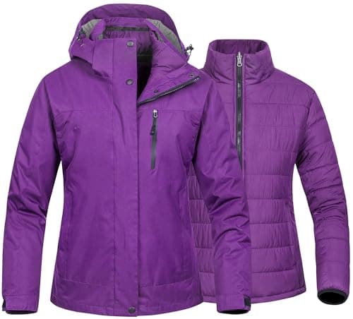 CREATMO Women's 3-in-1 Waterproof Snowboarding Jacket Winter Snow Coat