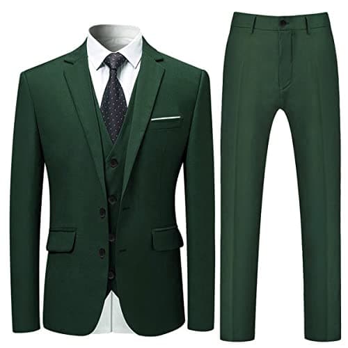 Cloudstyle Mens Classic Fit 3-Piece Wedding Dress Suit Jacket, Vest & Pants