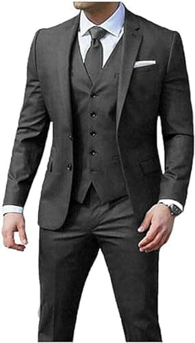 Loravita Men's Slim Fit Notched Lapel Business Suit Set for Formal Occasions
