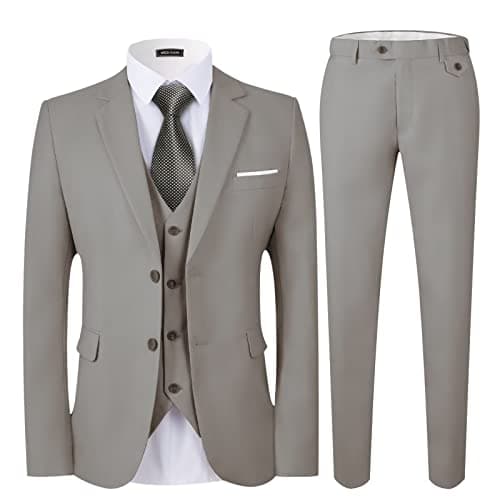 WEEN CHARM Men's Slim Fit 3-Piece Tuxedo Suit 2-Button Jacket Pants Tie