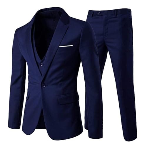 Cloudstyle Men's Slim Fit Notched Lapel 3-Piece Formal Suit Jacket & Pants Set