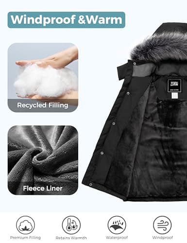 ZSHOW Boys' Warm Waterproof Hooded Winter Puffer Jacket