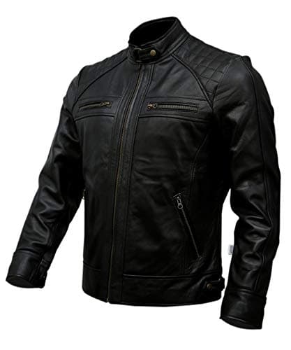 Artistry Leather Mens Genuine Black Biker Jacket | Vintage Brown Distressed