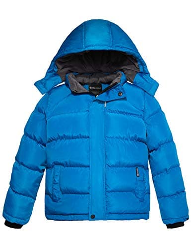 Wantdo Boys' Fleece Waterproof Winter Puffer Jacket with Hood