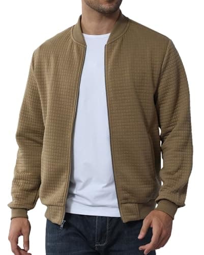 YuKaiChen Men's Lightweight Bomber Jacket with Zipper Pockets