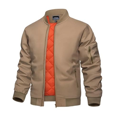 KEFITEVD Men's Windproof Bomber JacketWarm Winter Full Zip Coats